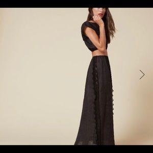 Reformation Floor-length Black Linen Skirt XS